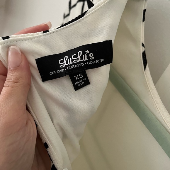 NWOT Lulu’s Long and Drawn Out Black and Ivory Print Ribbed Midi Dress size XS - Picture 6 of 7